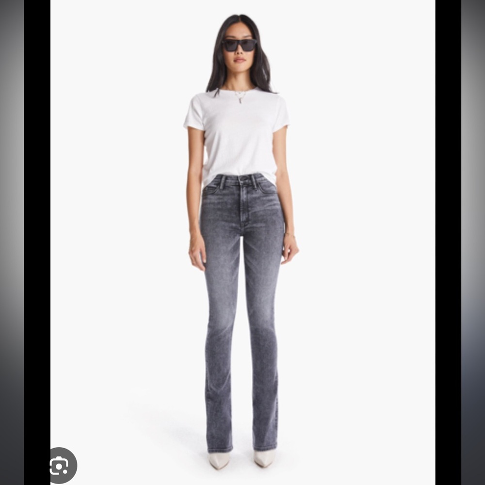 MOTHER High-Rise Grey Flare Jeans